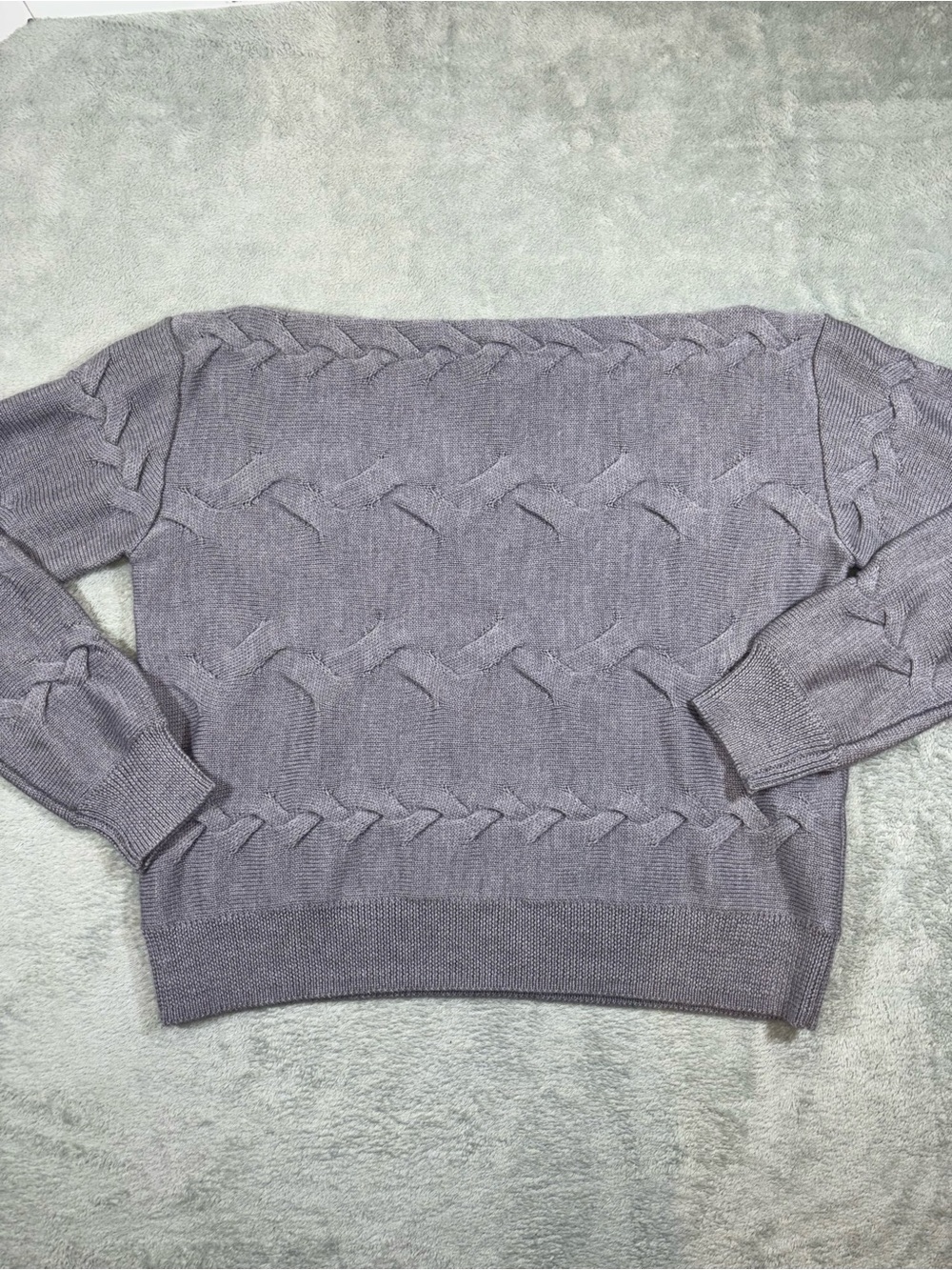 Babaton Luc Braided Knit Merino Wool Sweater Size M Heather Grey NWOT